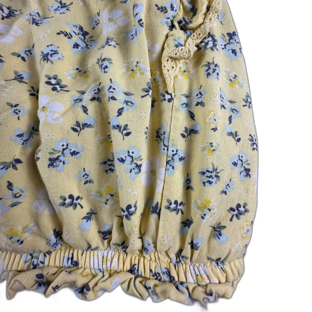 Epic Threads Girls M Yellow Blue Floral Ruffle Eyelet Lace Top